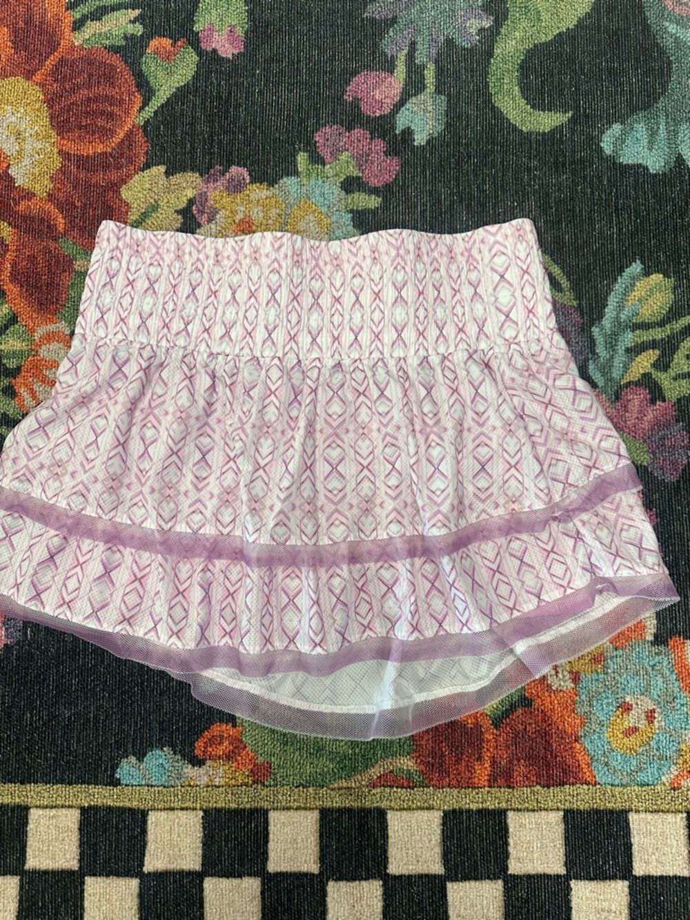 Lucky in Love Pink Patterned Tiered Mini Skirt